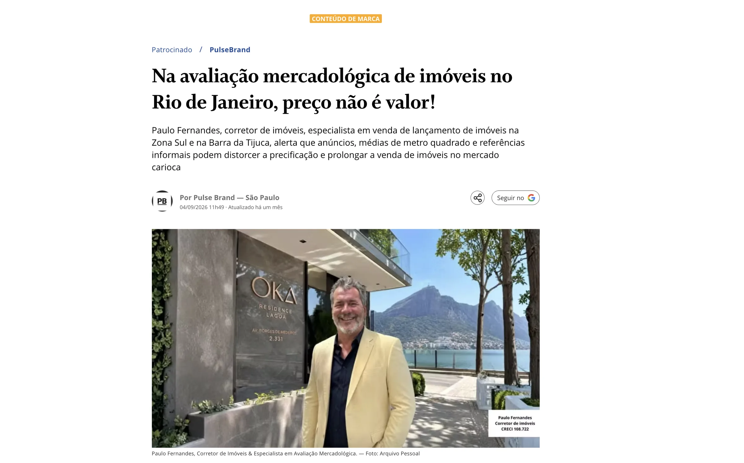 Matéria sobre Paulo Fernandes